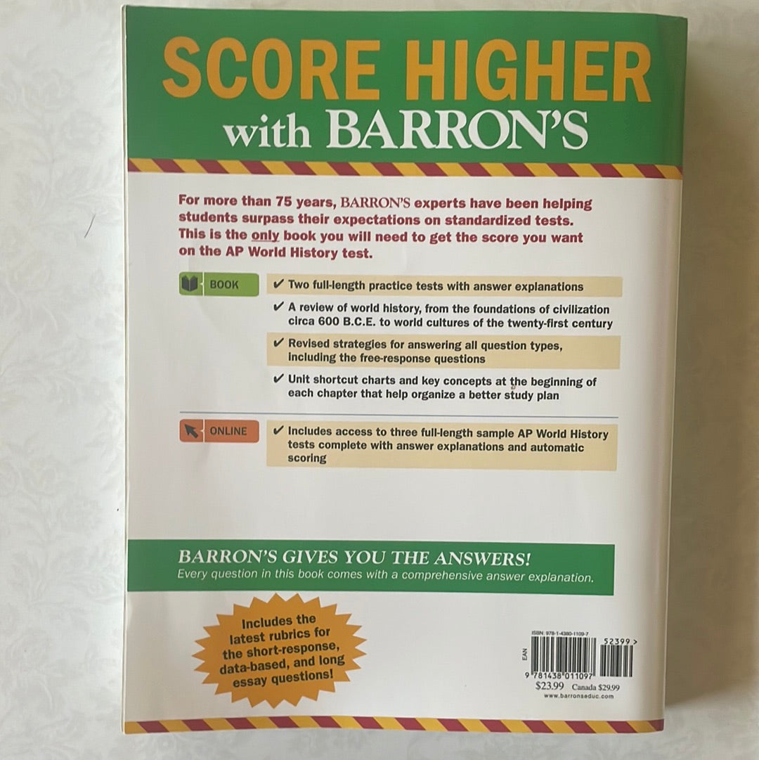 Barron's AP World History, 8th Edition: With Bonus Online Tests (Barron's Test Prep)