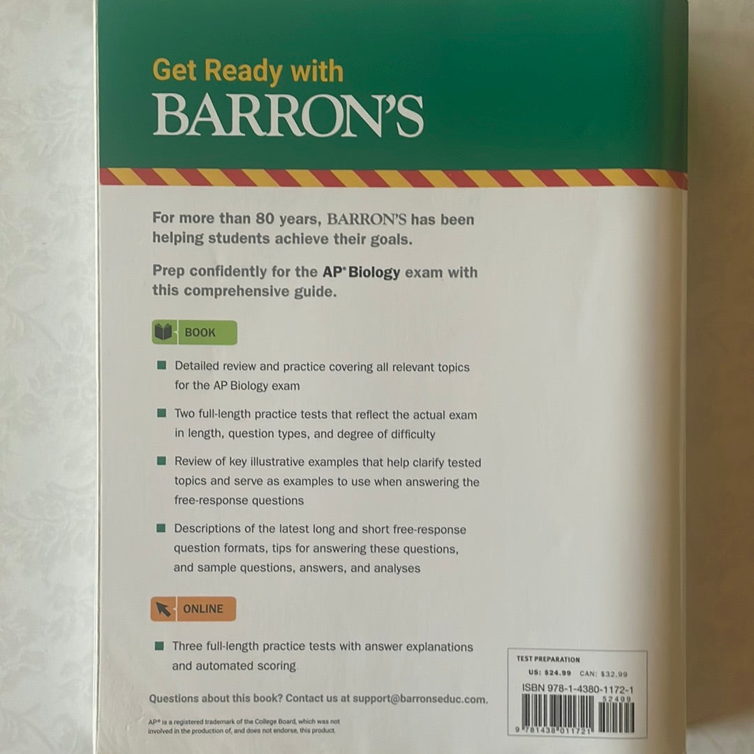 AP Biology Premium: With 5 Practice Tests (Barron's Test Prep) - 7th Edition