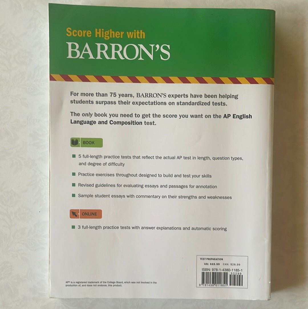 AP English Literature and Composition: With 7 Practice Tests (Barron's Test Prep) - Eighth Edition