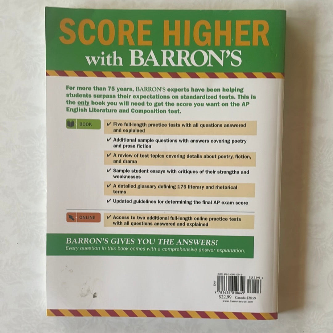 Barron's AP English Literature and Composition, 7th Edition: with Bonus Online Tests (Barron's Test Prep)