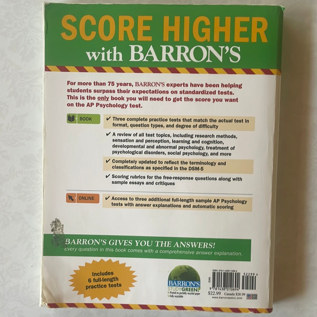 Barron's AP Psychology, 8th Edition: with Bonus Online Tests